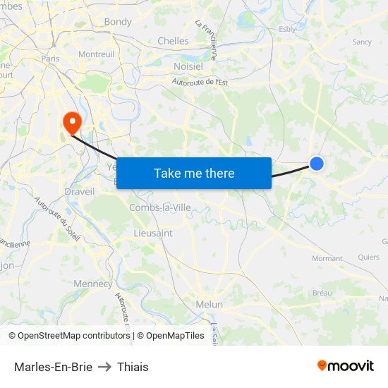 Marles-En-Brie to Thiais map