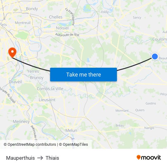 Mauperthuis to Thiais map