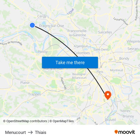 Menucourt to Thiais map