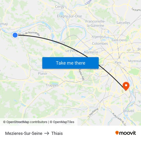 Mezieres-Sur-Seine to Thiais map