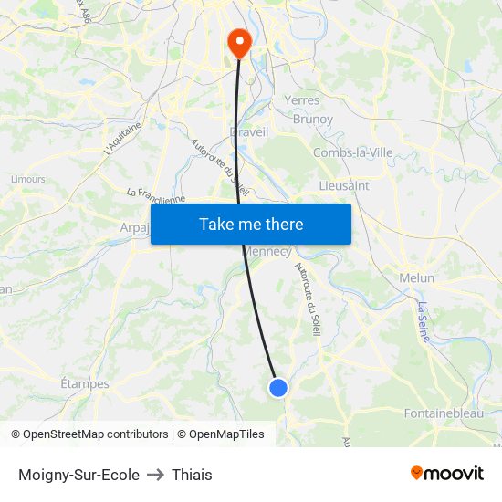 Moigny-Sur-Ecole to Thiais map