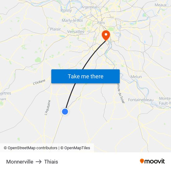 Monnerville to Thiais map