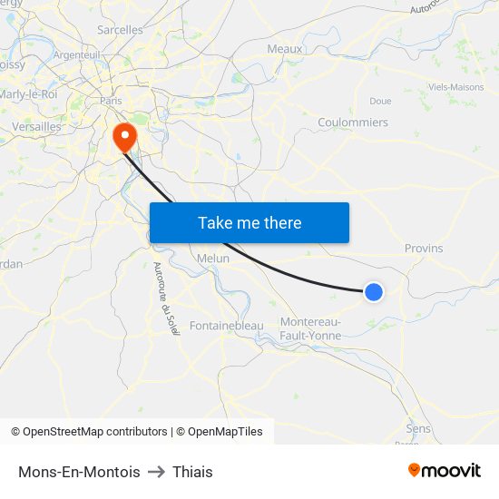 Mons-En-Montois to Thiais map