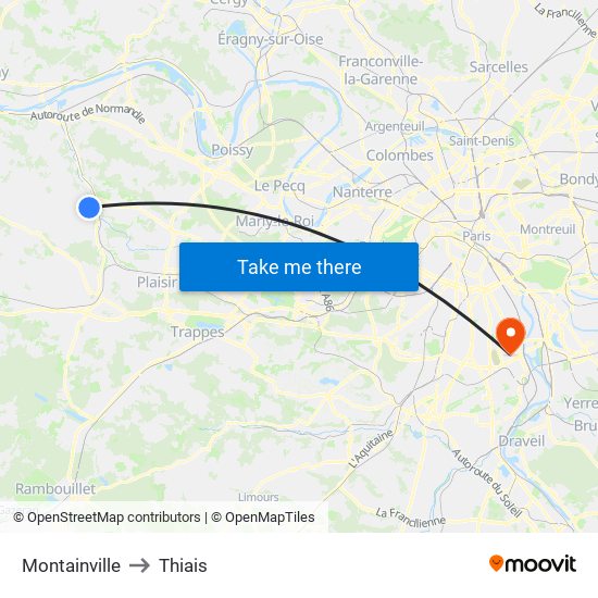 Montainville to Thiais map