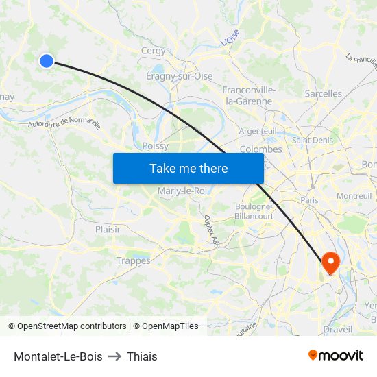Montalet-Le-Bois to Thiais map