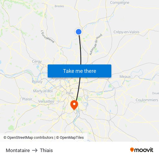 Montataire to Thiais map