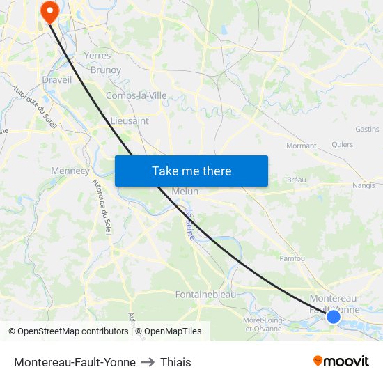 Montereau-Fault-Yonne to Thiais map