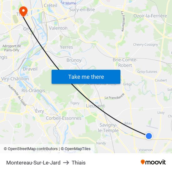 Montereau-Sur-Le-Jard to Thiais map