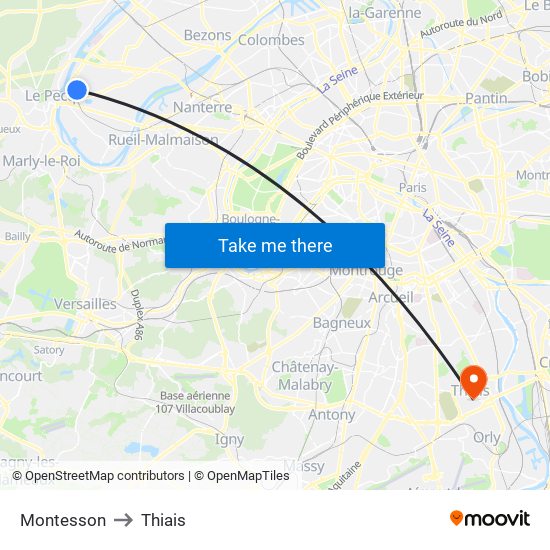Montesson to Thiais map