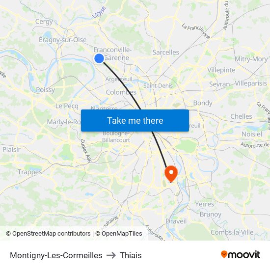 Montigny-Les-Cormeilles to Thiais map