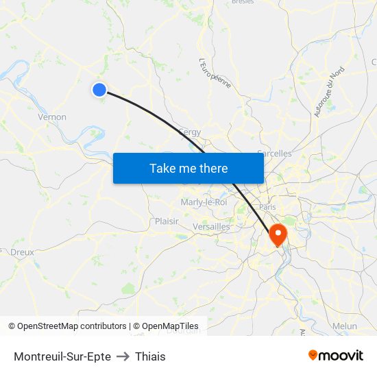 Montreuil-Sur-Epte to Thiais map