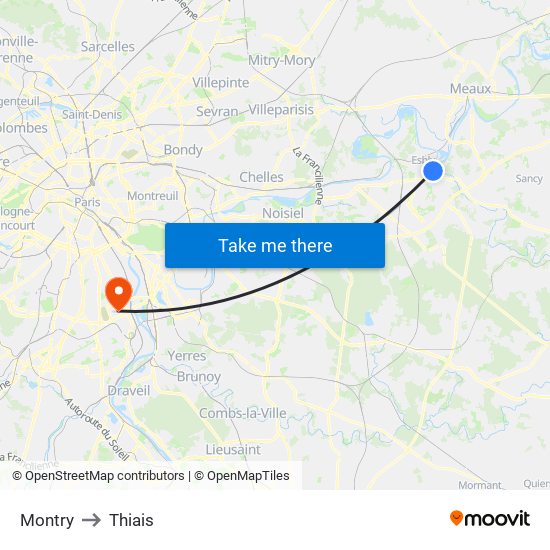 Montry to Thiais map