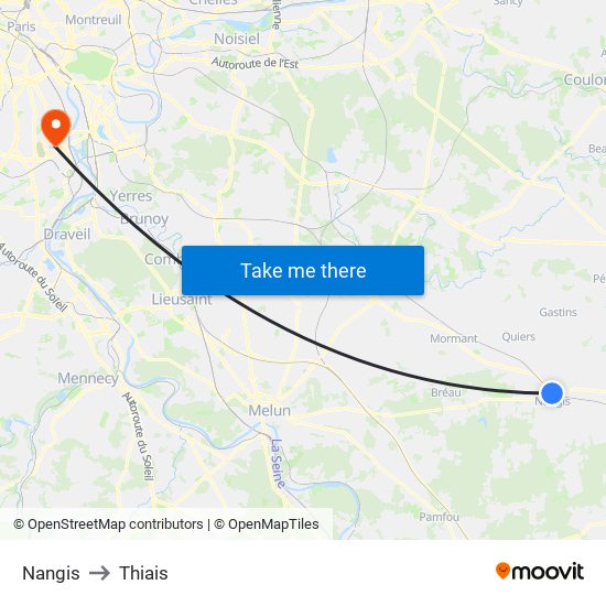 Nangis to Thiais map