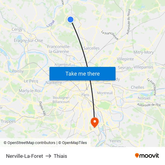 Nerville-La-Foret to Thiais map