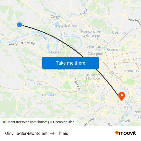 Oinville-Sur-Montcient to Thiais map