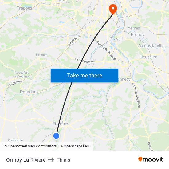 Ormoy-La-Riviere to Thiais map