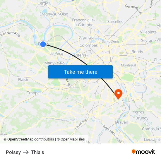 Poissy to Thiais map