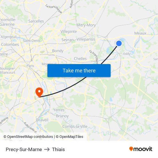 Precy-Sur-Marne to Thiais map
