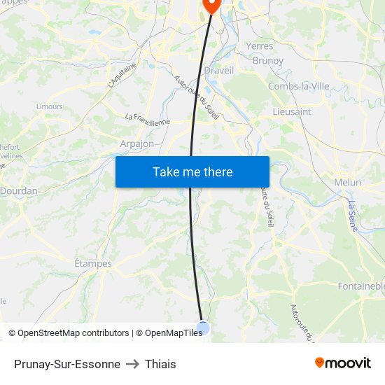 Prunay-Sur-Essonne to Thiais map
