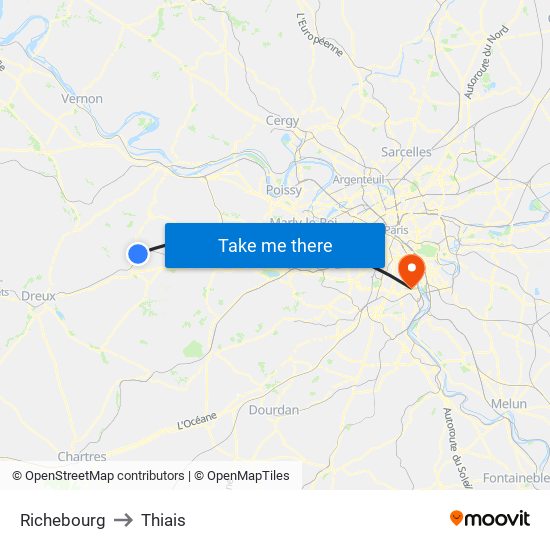Richebourg to Thiais map
