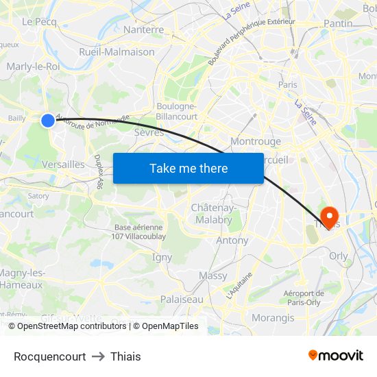Rocquencourt to Thiais map
