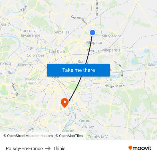 Roissy-En-France to Thiais map