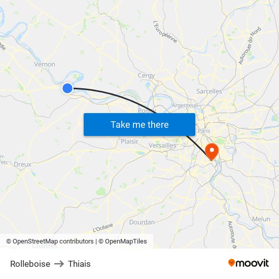 Rolleboise to Thiais map
