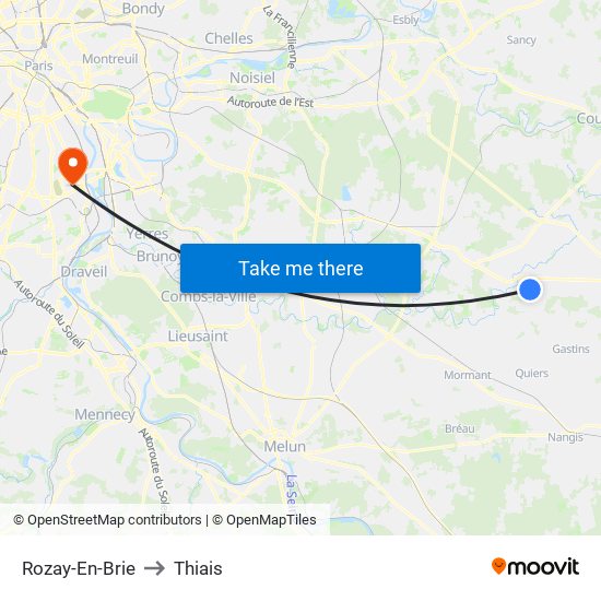 Rozay-En-Brie to Thiais map