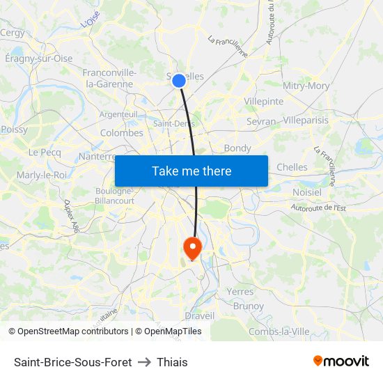Saint-Brice-Sous-Foret to Thiais map