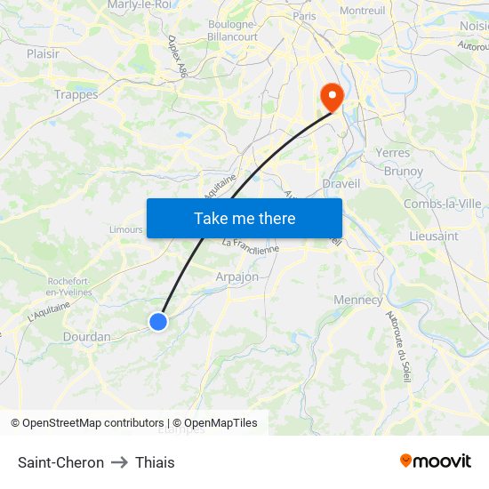 Saint-Cheron to Thiais map
