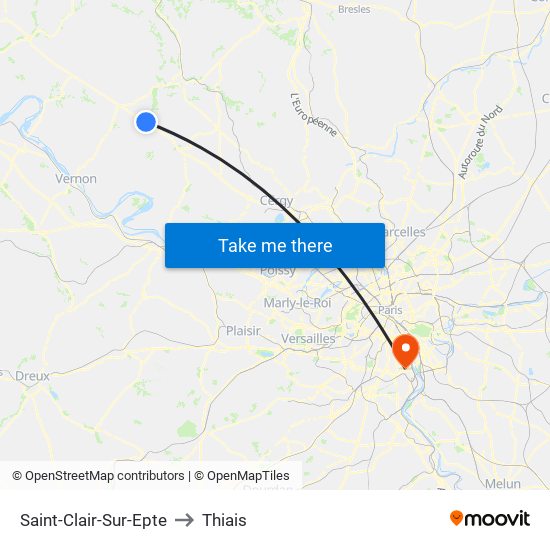 Saint-Clair-Sur-Epte to Thiais map