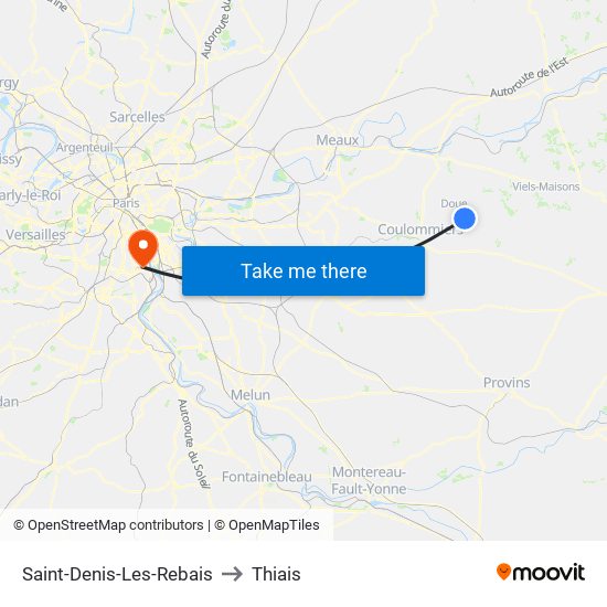 Saint-Denis-Les-Rebais to Thiais map