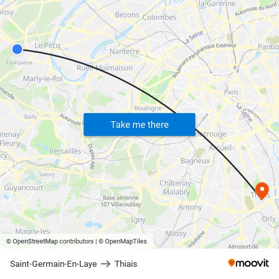 Saint-Germain-En-Laye to Thiais map