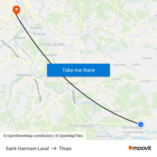 Saint-Germain-Laval to Thiais map