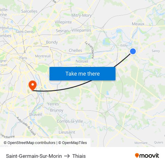 Saint-Germain-Sur-Morin to Thiais map