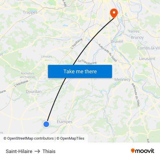 Saint-Hilaire to Thiais map