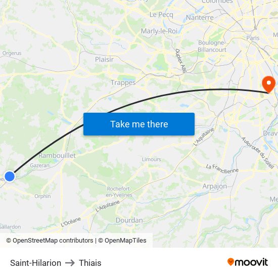 Saint-Hilarion to Thiais map