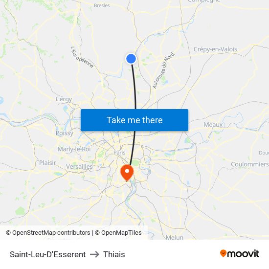 Saint-Leu-D'Esserent to Thiais map