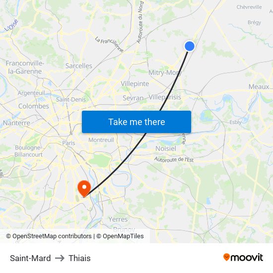 Saint-Mard to Thiais map