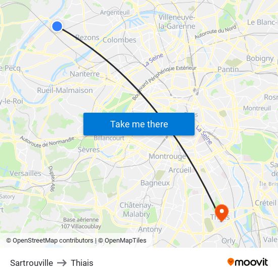 Sartrouville to Thiais map