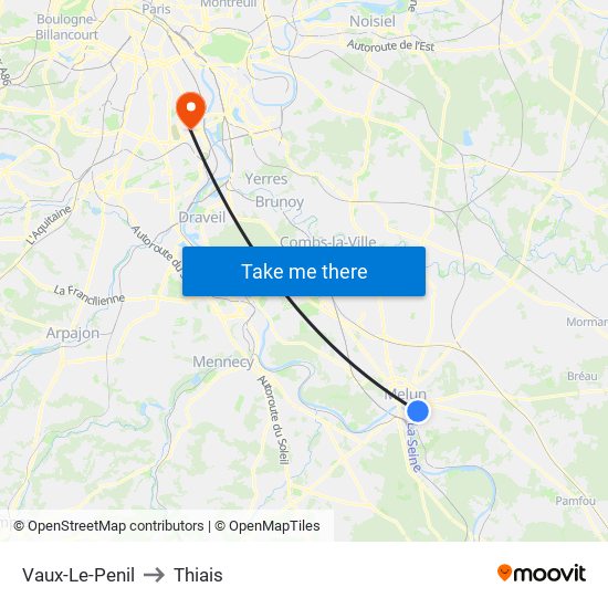 Vaux-Le-Penil to Thiais map