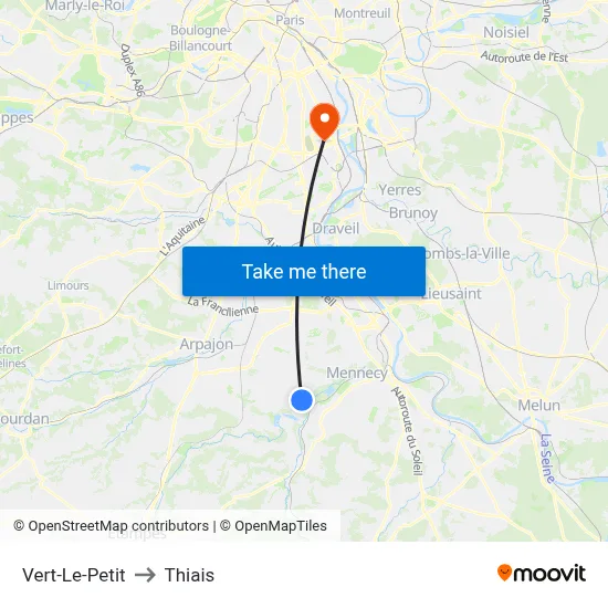 Vert-Le-Petit to Thiais map