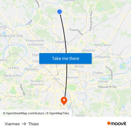 Viarmes to Thiais map