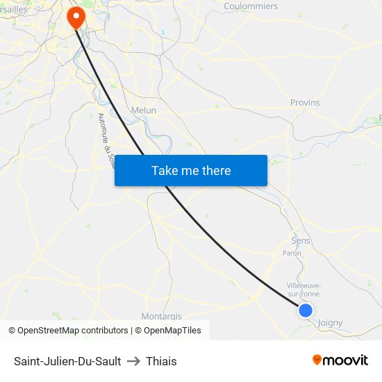 Saint-Julien-Du-Sault to Thiais map