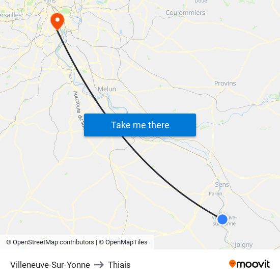 Villeneuve-Sur-Yonne to Thiais map