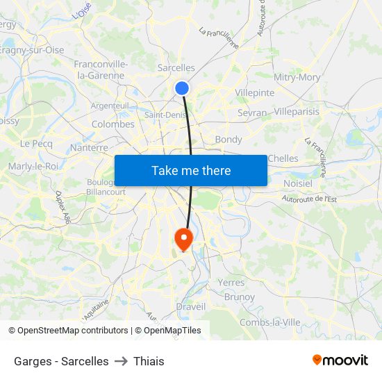 Garges - Sarcelles to Thiais map