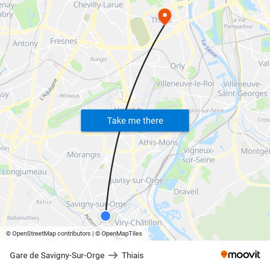 Gare de Savigny-Sur-Orge to Thiais map