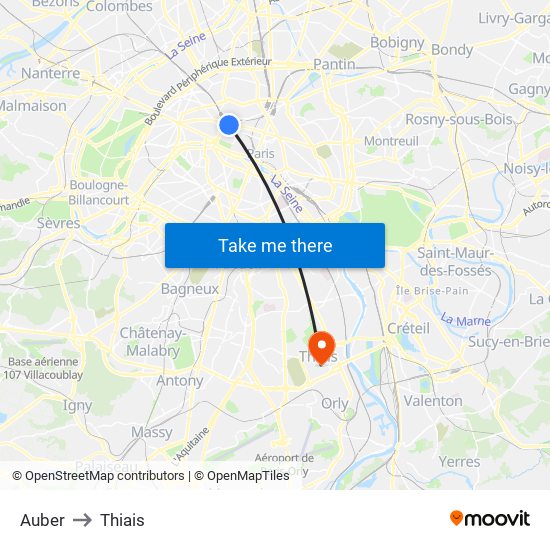 Auber to Thiais map