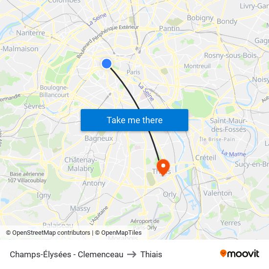 Champs-Élysées - Clemenceau to Thiais map