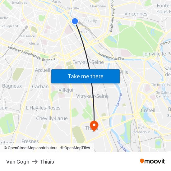 Gare de Lyon - Van Gogh to Thiais map